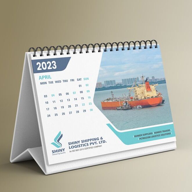 creative desktop calendar design for shipping & logistics company by flexiprint